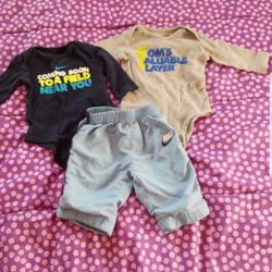 3 Piece Baby Boys Nike Lot 0-6 Months