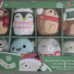 Set Of 8 Squishmallows Ornaments 4" Winter Holiday Christmas Super Cute Soft Plush Stuffed Animals  Toys