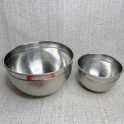 2 Stainless Steel Mixing Bowls Large Small Nesting Kitchen Prep Bowls