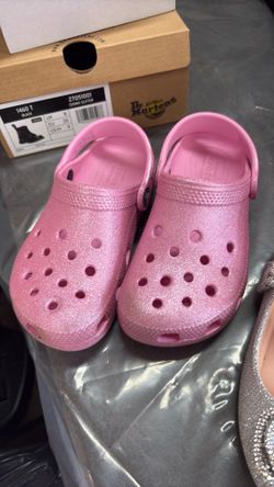 Pink sparkle, crocs, size 13kids