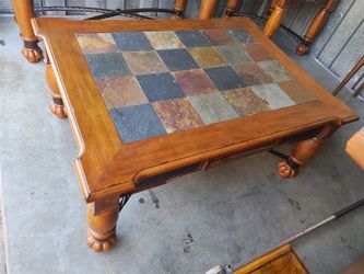 Large Coffee Table Tiles And Wood, Iron 