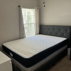 Queen Bed, Box Spring and Mattress 