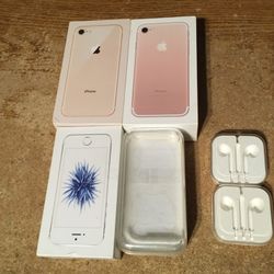Lot Of Four iPhone Empty Boxes iPhone 8 iPhone 7 iPhone 5c iPhone SE And A Couple Headphone Cases