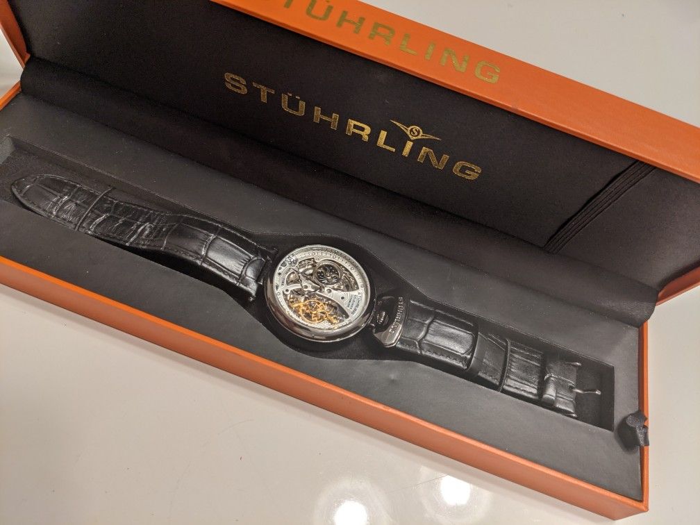 Stuhrling Emperor's Grand DT 3920 Automatic 46mm Skeleton in excellent condition