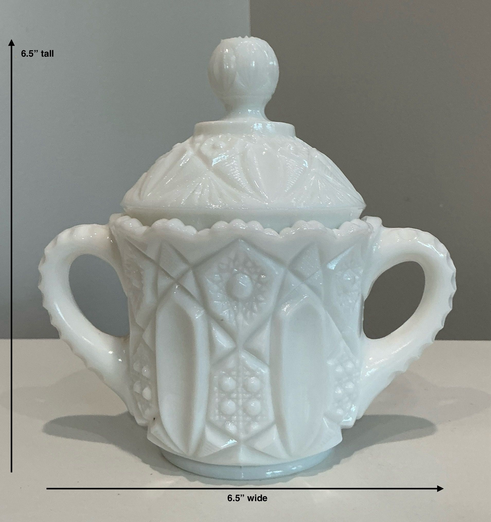 Vintage Anchor Hocking Milk Glass Prescott Pineapple Sugar Bowl with Lid