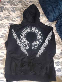 Chrome Hearts HorseShoe Floral Cross Sleeve Zip Up Hoodie black