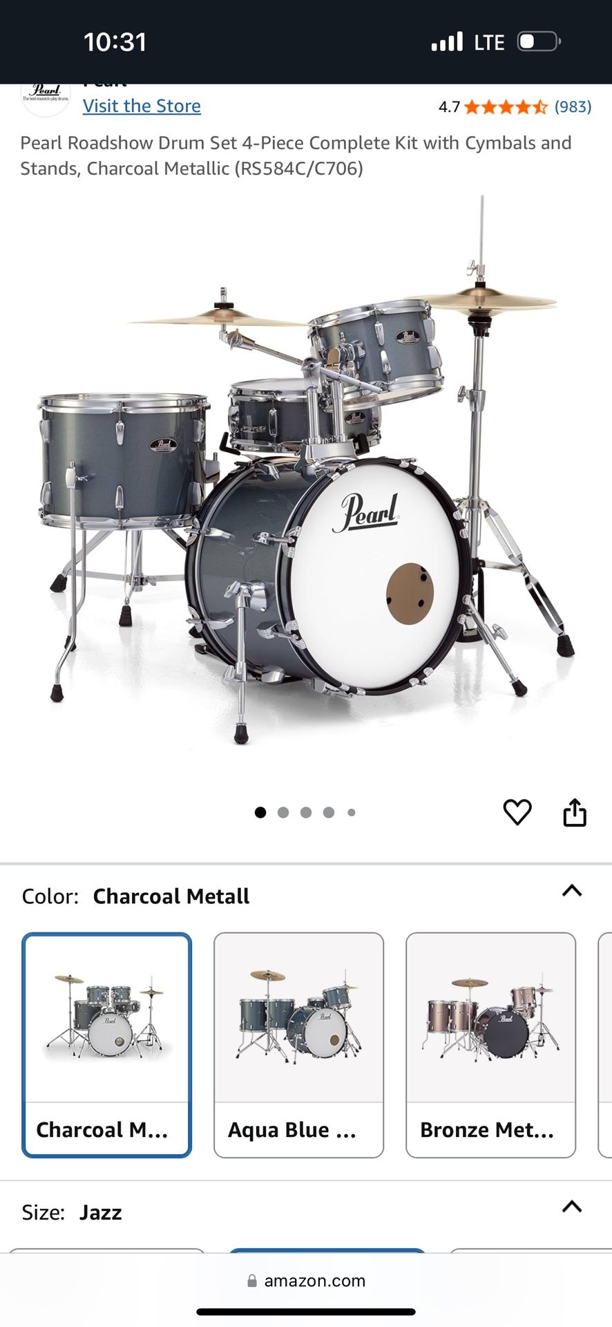 Pearl Road Show Drum Set 4 Piece