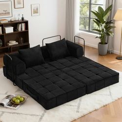 Korser Corduroy Folding Mattress Couch with Fixed-Shape Frame Convertible Modular Floor Sleeper Sof