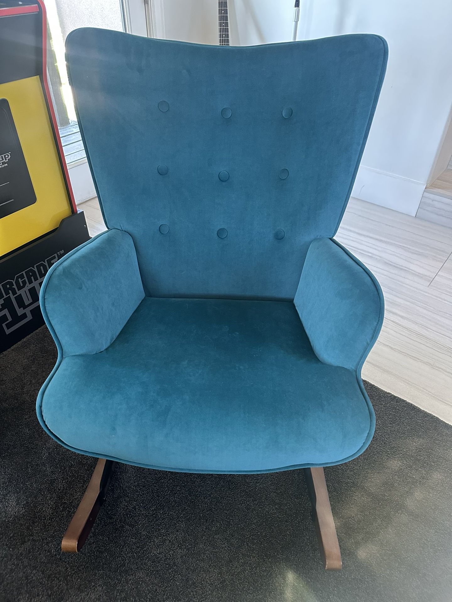 Teal Velvet Rocking Chair