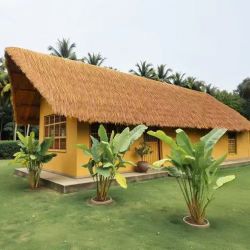 74]Artificial Thatch Grass Roof, 1.3 x 16.4 ft Mexican Style Tiki Bar Hut Skirt Thatch Roofing Roll, Waterproof & Fire-Resistant, Palapa Duck Blind Gr