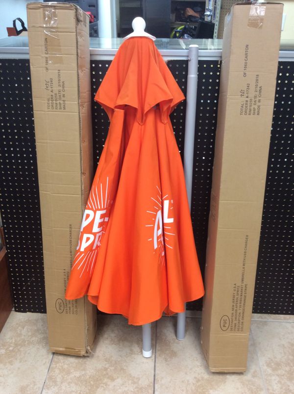 Hotel Quality Aperol Spritz Beach Umbrella with Solar Powered USB