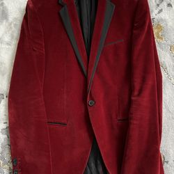 Hugo Boss Red Velour Blazer Jacket