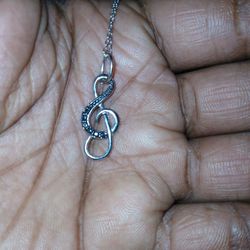 14kt White Gold Music Symbol Pendant And Necklace 
