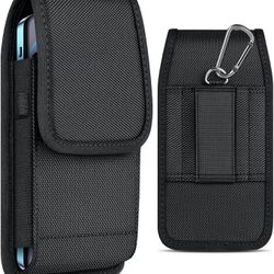 Cell Phone Pouch Nylon Holster Case for Samsung , iPhone  Google Pixel 7 Pro, Black, XL - XXL