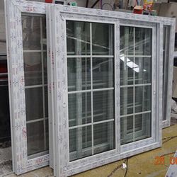 White  Sliding Windows with Grid Panels