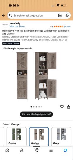 Homhedy 67" Tall Bathroom Storage Cabinet with Barn Doors