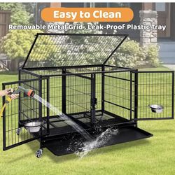 Dog pet cage kenenl size 43 folding with divider and trays