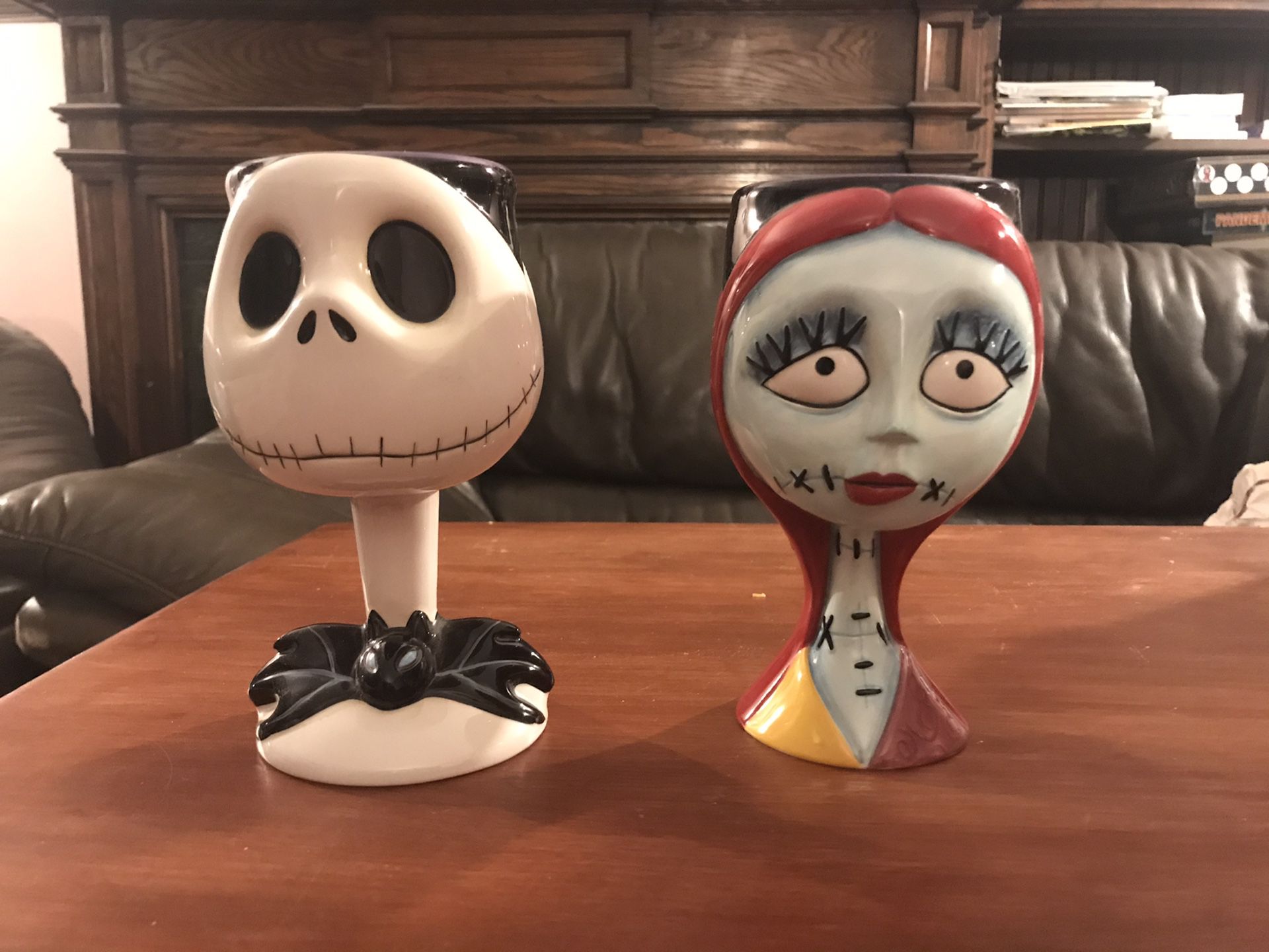 Nightmare Before Christmas Jack and Sally Two-Face Ceramic Goblets