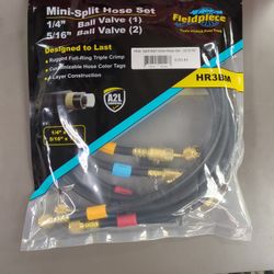Mini-Split Ball Valve Hose Set - (2) 5/16" + (1) 1/4" (5' Black w/Tags)