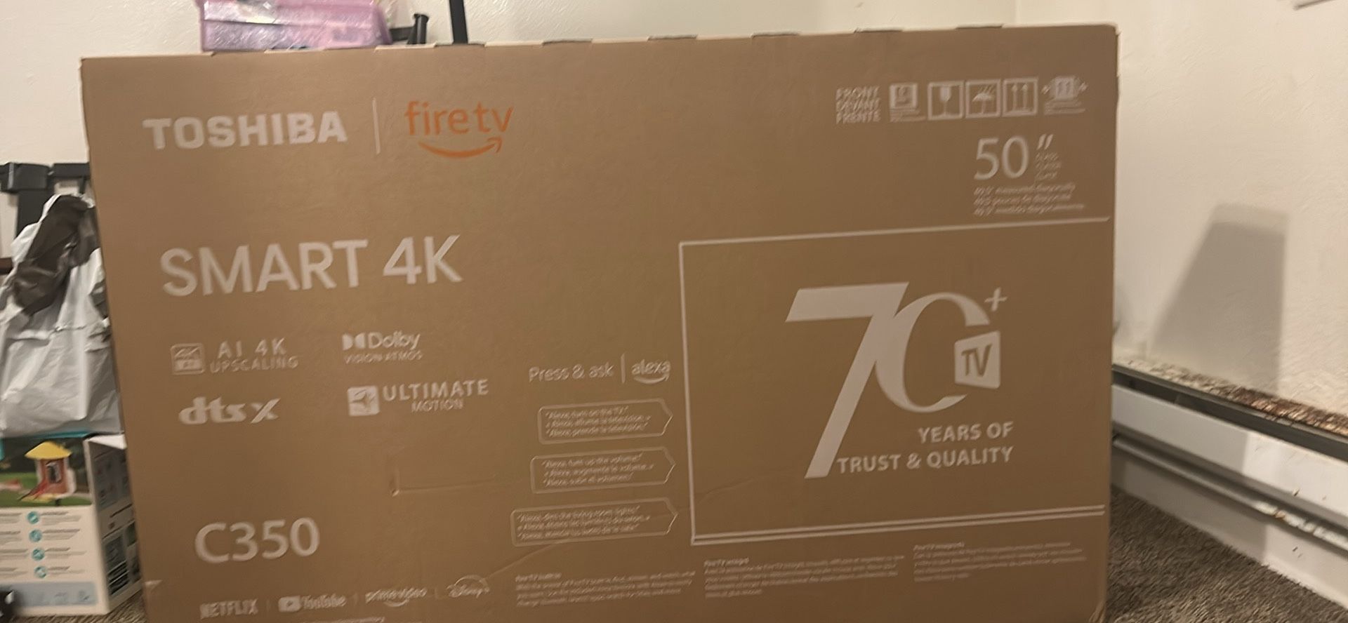 Toshiba Flat Screen 50” Smart Fire T. V.