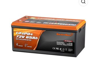 Enjoybot 72V 65AH LiFePO4 Lithium Battery with Bluetooth & Low-Temp, 4992Wh, 120A BMS