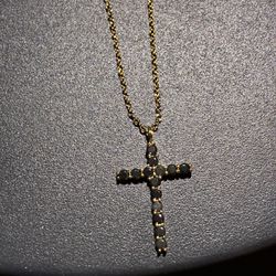 Cross Necklace with Black Moissanite Stones 0.8ct