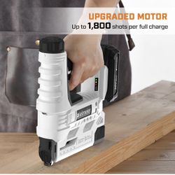 BIELMEIER 20V Nail Gun Battery Powered, 18 Gauge 2 in 1 Upgraded Cordless Brad Nailer Stapler for Upholstery and Carpentry, Electric Staple Gun Includ
