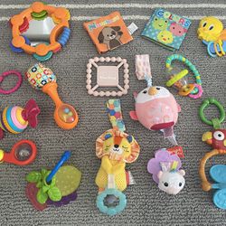 Baby Infant Toy Lot Of Teether Rattles Soft Books