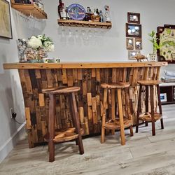 Teak Bar And Stools