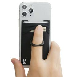 New 5-in-1 Cell Phone Wallet-Stick On Spandex Ring Card Holder Sleeve Back-Do...