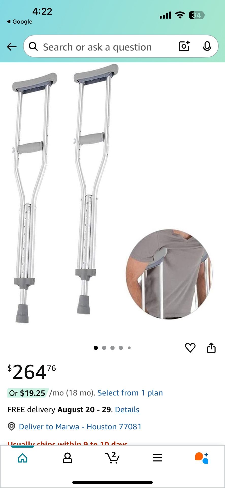 Crutches for Adults Underarm Underarm Crutches for Adjustable Walking Crutches – Adjustable Post Injury or Support for Men, Women and Teens– Lightweig