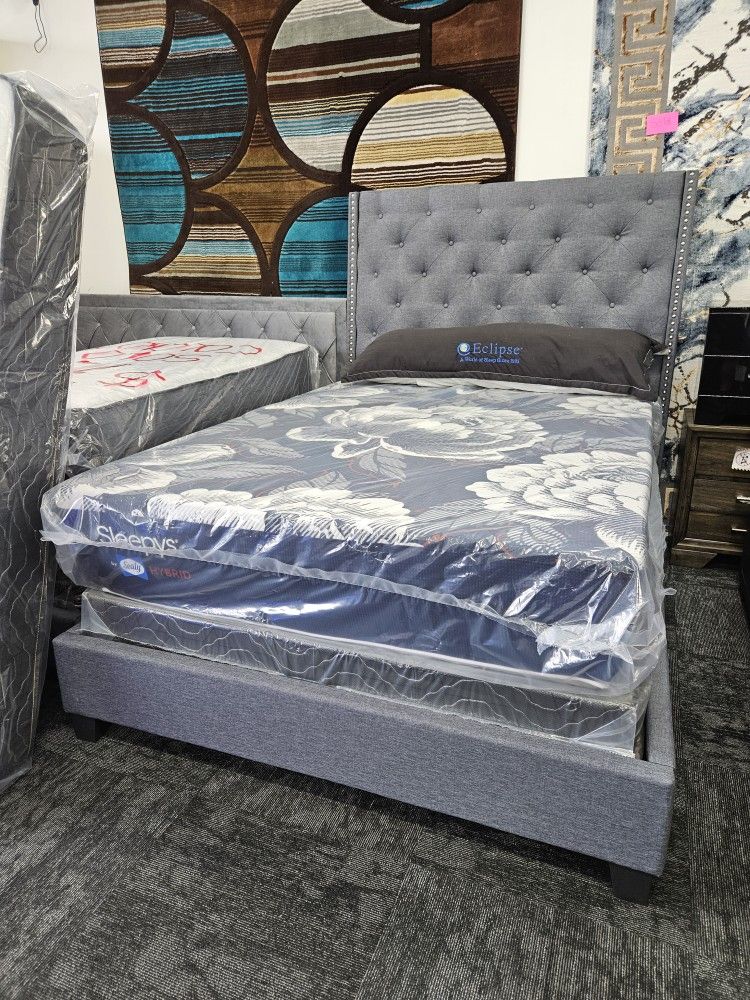 Brand New Gray Color Queen Size Bed Frame Special