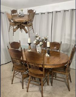 Oak Extendable Dining Table With 6 Chairs