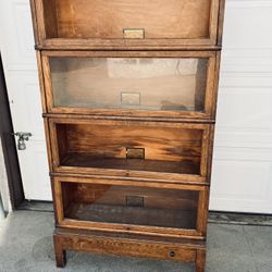 Vintage 1920s Lawyer Solid Wood Barrister Bookcase Shelves 34x12x63h Antique