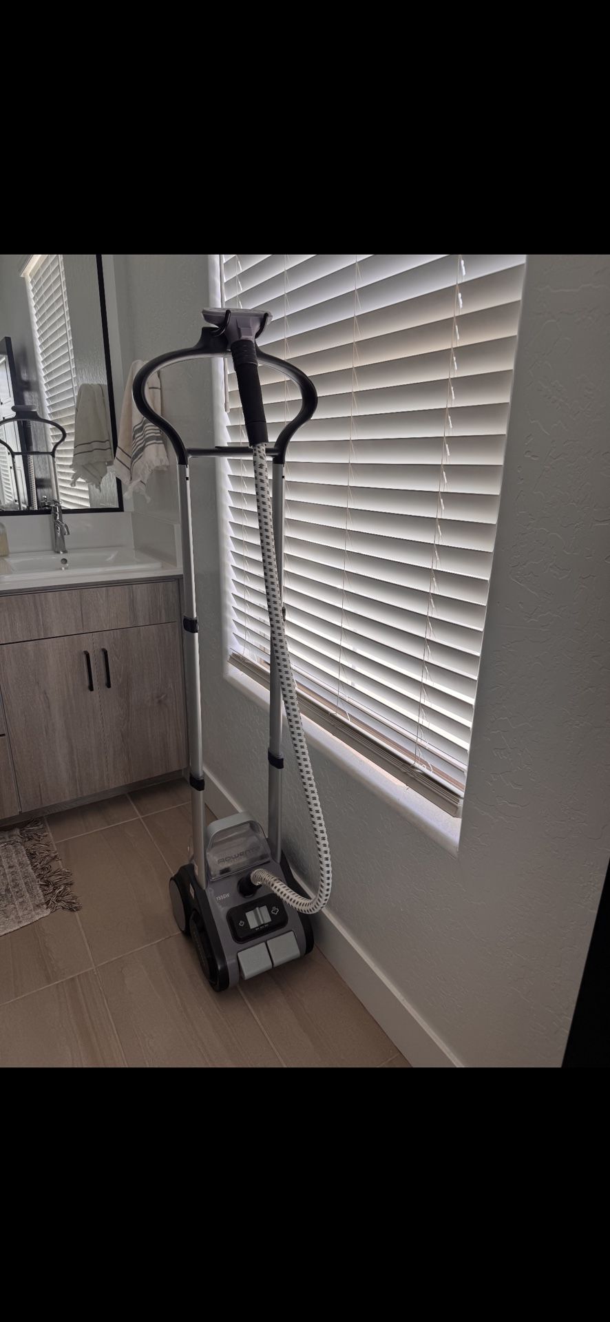 Rowenta IS9200 Precision Valet Commercial Garment Steamer 1550W Telescopic Full Size Automatic Cord Rewinder Accessories, Silver