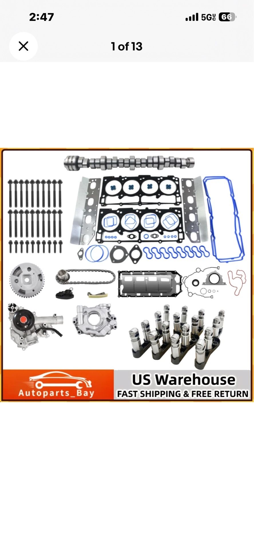 2014-2019 Ram 1500 Special Service 5.7L V8 MDS Lifters Kit Timing Chain Kit Camshaft Ki