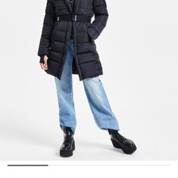 Women's Chalet Faux-Fur-Trim Hooded Belted Puffer Coat