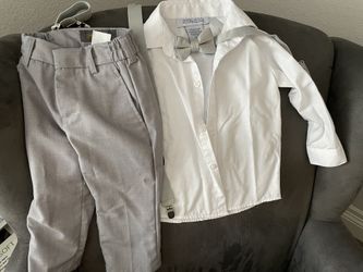 Baby Boy Gray Pants With Suspenders