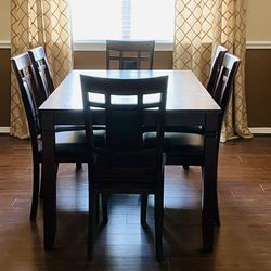 7 PC Brown Wooden Dining Table with 6 Chairs - Moving out sale 