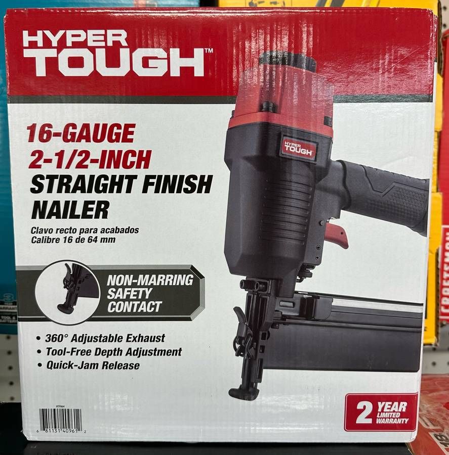 NEW! HYPER Tough 16-Gauge 2-1/2" Straight Finish Pneumatic Nailer HTFN64