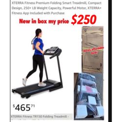 New in box XTERRA TR150 Fitness Premium Folding Smart Treadmill, Compact Design,  supports 250+ LB Weight  , Powerful Motor, XTERRA+ Fitness  $250  ca