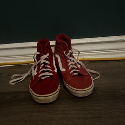 Red vans High top size 6