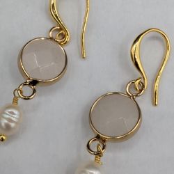 Gold Plated Earrings With Moon Stone 