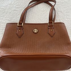 Giani Bernini Cognac Medium Woven Tote Purse - Excellent Condition