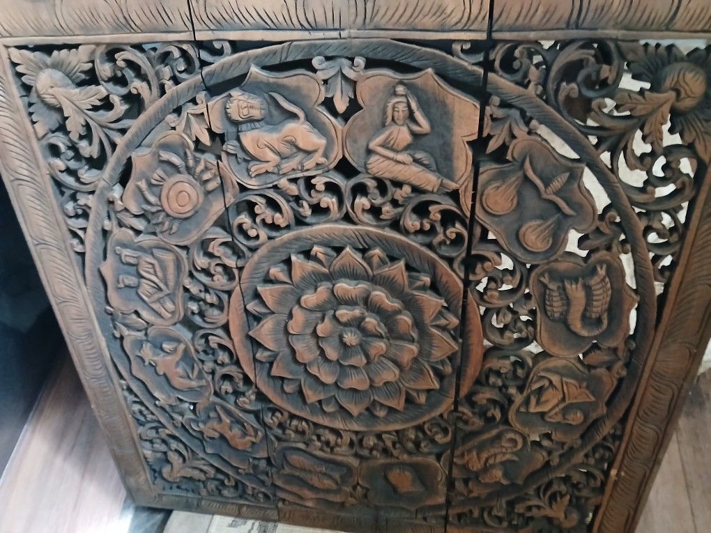 Wood Hand Carved Horoscopes Wall Art