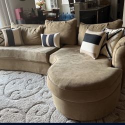 Beige L Shaped Sectional Sofa 