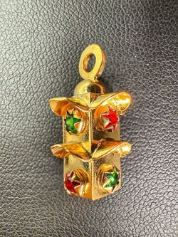 Magnificent pendant/charm in the form of a traffic light 18k yellow solid gold 2.7grams