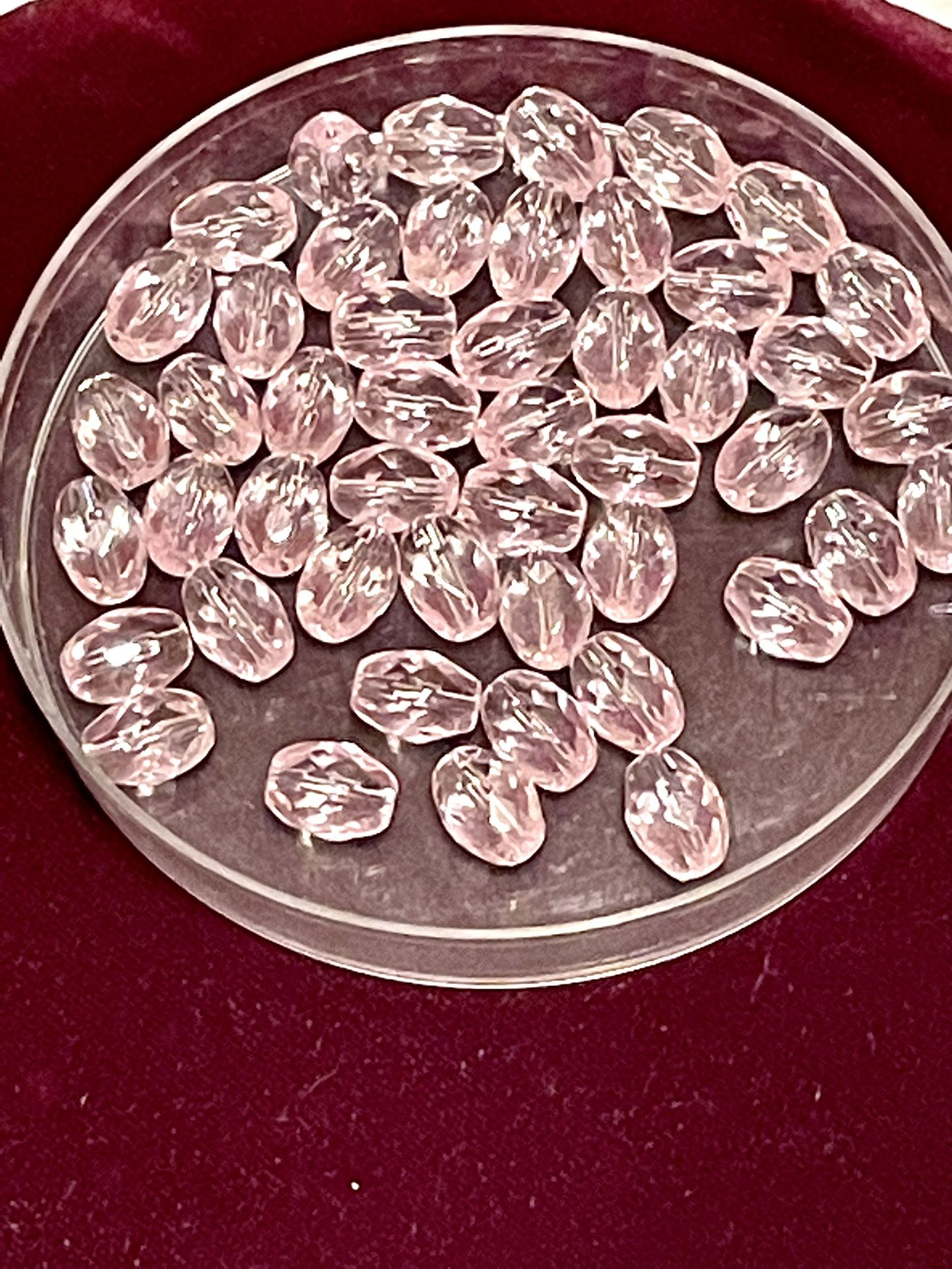 Lot Of 48 Faceted Pink Crystal Beads