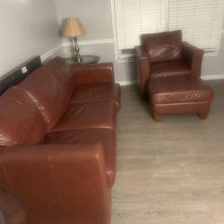 Leather Sofa And Ottoman 