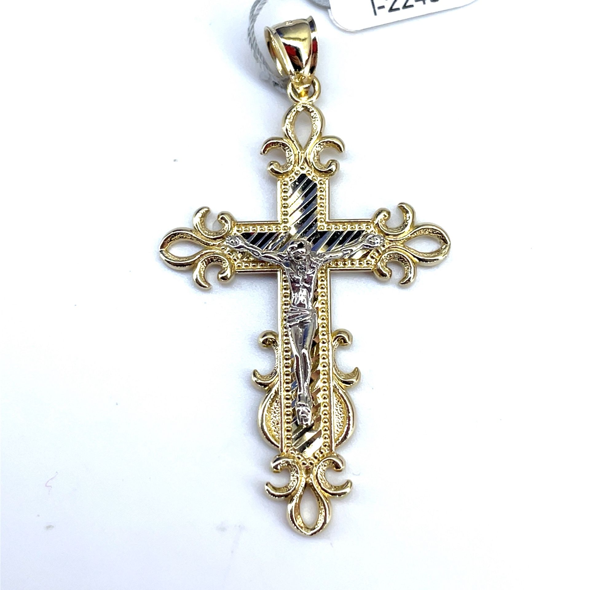 14Kt Two Tone Gold Jesus Cross Pendant 7.20g I-2240